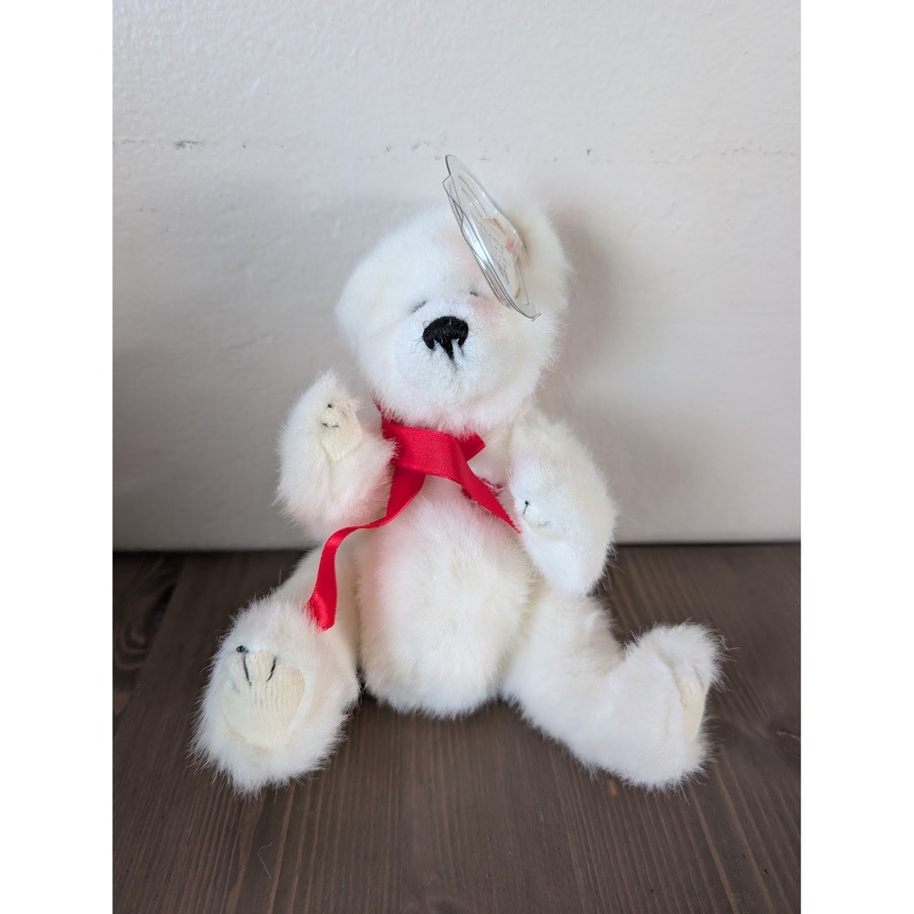 Ty Amore White Bear Red Ribbon I Heart U Plush Collectible Love Valentine's Toy